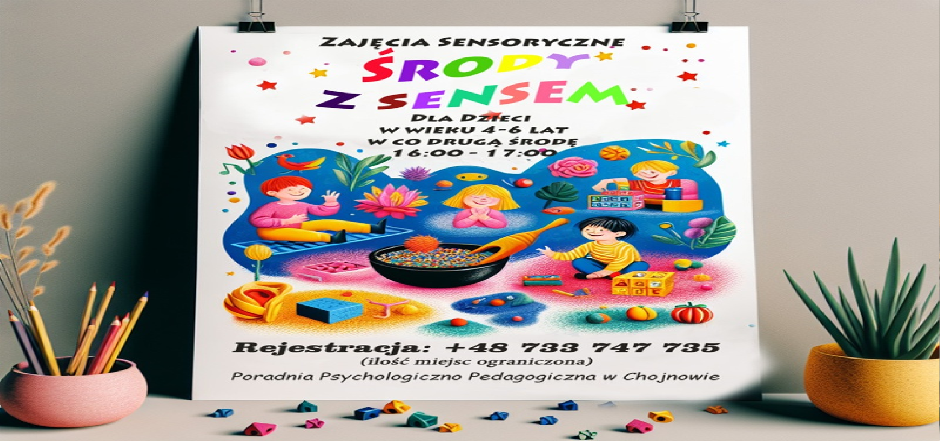 Serdecznie zapraszamy dzieci w wieku 4-6 lat z naszego regionu na zajęcia sensoplastyczne, pełne kolorów, faktur i kreatywnej zabawy!